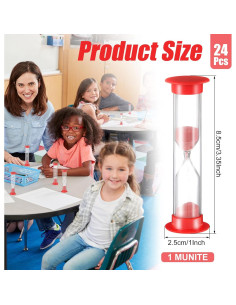 Temporizador de Arena Geelin 24 Pcs 1 Minuto Rojo Acrílico 2