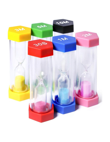 Conjunto de 6 Relojes de Arena PROLOSO Multicolor 30s a 10min