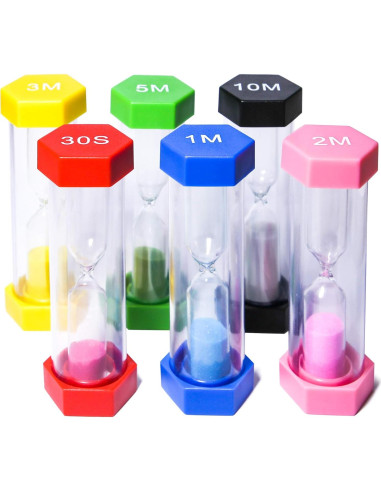 Conjunto de 6 Relojes de Arena PROLOSO Multicolor 30s a 10min