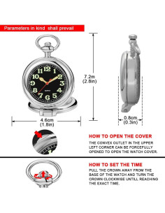 Reloj de bolsillo Tiong plata con números árabes y cadena 2