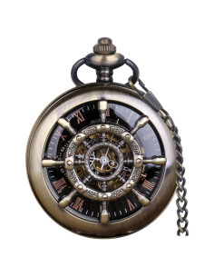 Reloj de bolsillo mecánico Alwesam estilo steampunk bronce