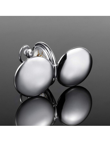 Reloj de bolsillo mecánico TREEWETO Vintage Doble Tapa Plata