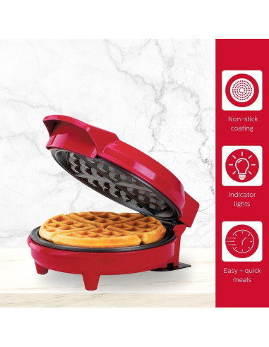 Waffle Maker Belga Holstein 18 cm Antiadherente Rojo