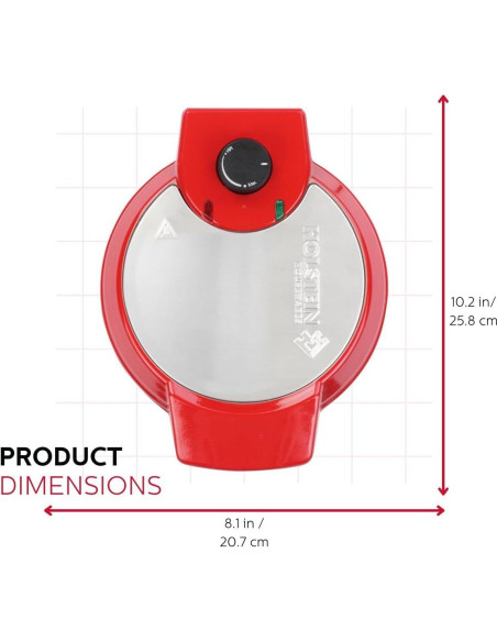 Waffle Maker Belga Holstein 18 cm Antiadherente Rojo