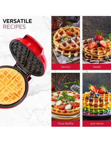 Waffle Maker Belga Holstein 18 cm Antiadherente Rojo