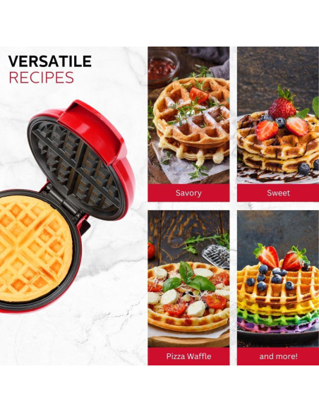 Waffle Maker Belga Holstein 18 cm Antiadherente Rojo
