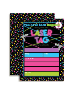 Invitaciones de Cumpleaños Laser Tag Amanda Creation 20 Tarjetas