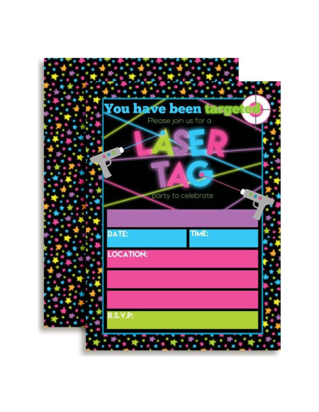 Invitaciones de Cumpleaños Laser Tag Amanda Creation 20 Tarjetas