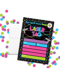 Invitaciones de Cumpleaños Laser Tag Amanda Creation 20 Tarjetas 2