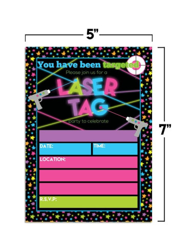 Invitaciones de Cumpleaños Laser Tag Amanda Creation 20 Tarjetas