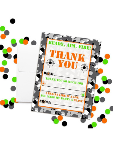 Tarjetas de Agradecimiento Laser Tag Amanda Creation 10 Pzs