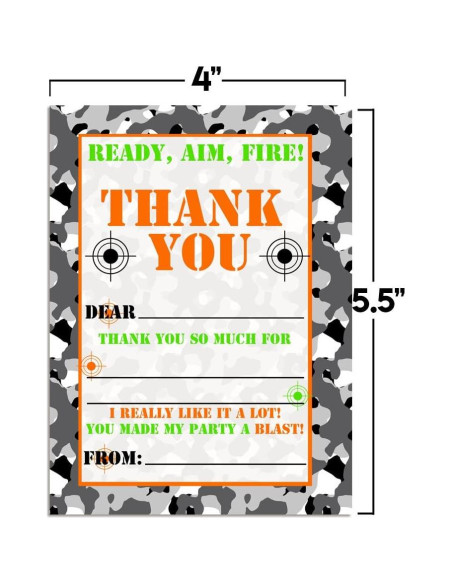 Tarjetas de Agradecimiento Laser Tag Amanda Creation 10 Pzs