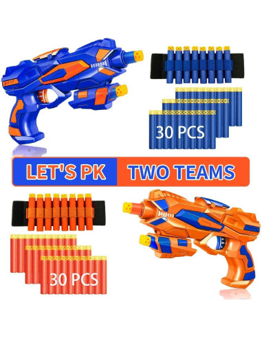 Paquete 2 Pistolas Blaster Banvih con 60 Dardos y Muñequera