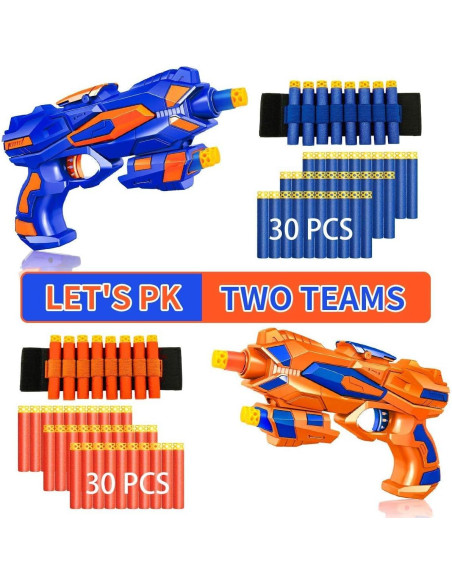 Paquete 2 Pistolas Blaster Banvih con 60 Dardos y Muñequera