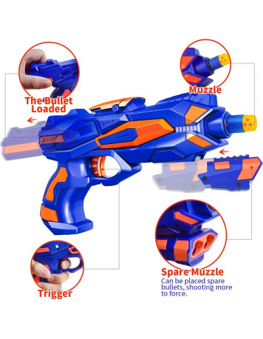 Paquete 2 Pistolas Blaster Banvih con 60 Dardos y Muñequera