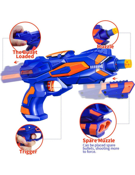 Paquete 2 Pistolas Blaster Banvih con 60 Dardos y Muñequera