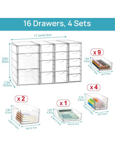 Organizador Acrílico Vtopmart 16 Cajones para Oficina y Maquillaje 2