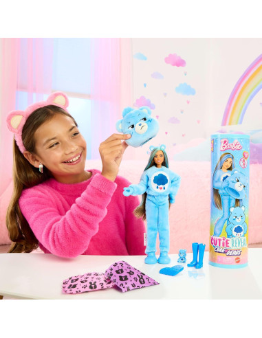 Muñeca Barbie Cutie Reveal Care Bears Grumpy Bear 10 Sorprisas