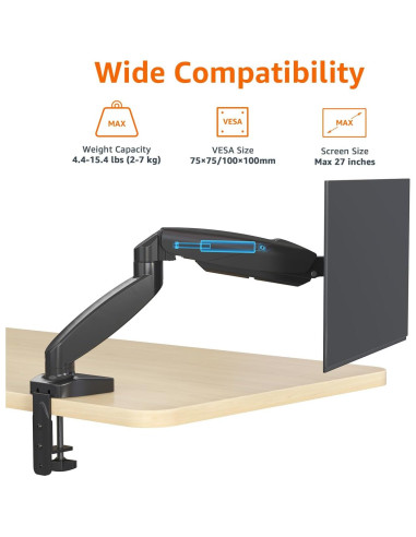 Soporte de Monitor Amazon Basics Ajustable hasta 27" Negro