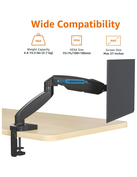 Soporte de Monitor Amazon Basics Ajustable hasta 27" Negro