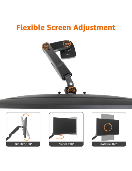Soporte de Monitor Amazon Basics Ajustable hasta 27" Negro