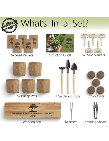 Kit de Árbol Bonsai AVERGO - 5 Árboles para Cultivar