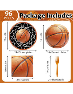 Juego de Vajilla Baloncesto Jeiotob 96 Piezas Fiesta 2