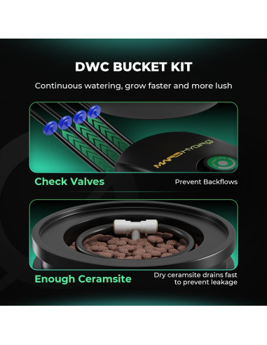 Sistema Hidropónico DWC Mars Hydro 5 Galones con Bomba 8W