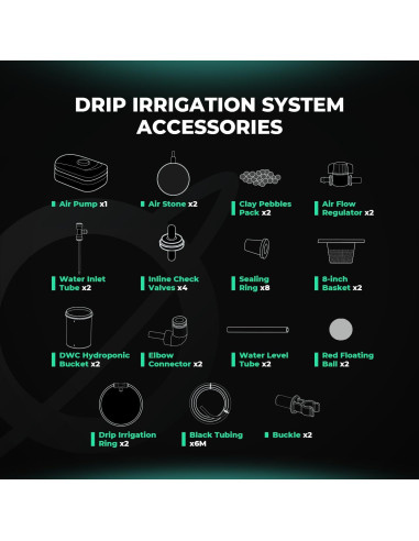 Sistema Hidropónico DWC Mars Hydro 5 Galones con Bomba 8W