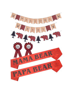 Decoración Baby Shower Lumberjack Bienvenida 6 Piezas