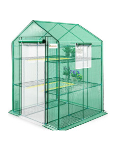 Invernadero KING BIRD 3 Niveles 14 Estantes Verde 142x142x196cm
