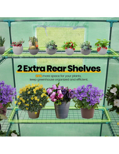 Invernadero KING BIRD 3 Niveles 14 Estantes Verde 142x142x196cm