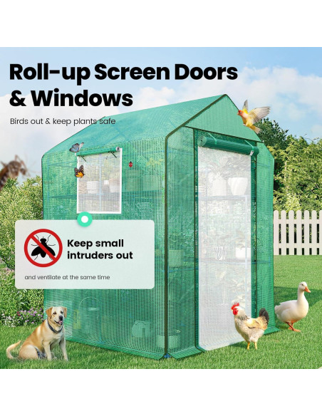 Invernadero KING BIRD 3 Niveles 14 Estantes Verde 142x142x196cm