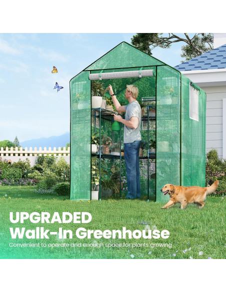 Invernadero KING BIRD 3 Niveles 14 Estantes Verde 142x142x196cm