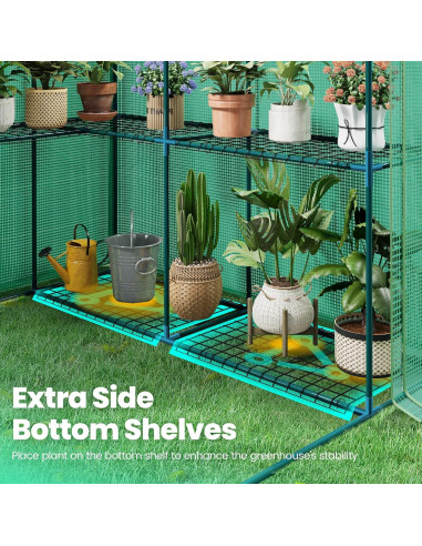 Invernadero KING BIRD 3 Niveles 14 Estantes Verde 142x142x196cm