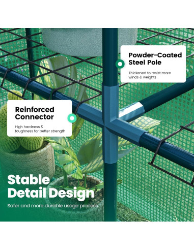 Invernadero KING BIRD 3 Niveles 14 Estantes Verde 142x142x196cm