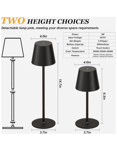 Lámpara de Mesa Inalámbrica Kakanuo - Paquete de 2 LED