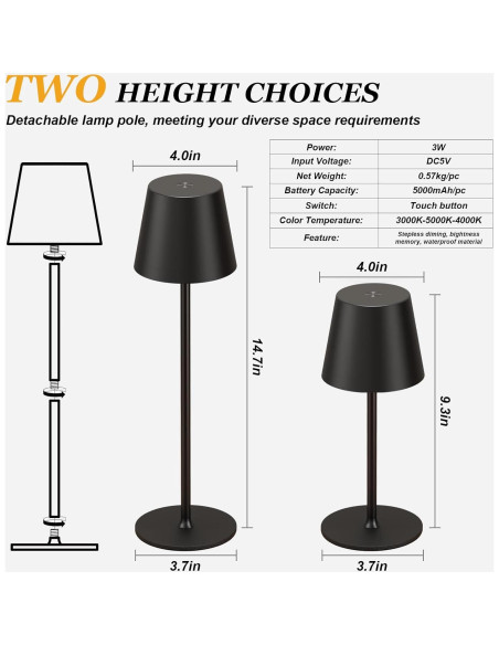Lámpara de Mesa Inalámbrica Kakanuo - Paquete de 2 LED