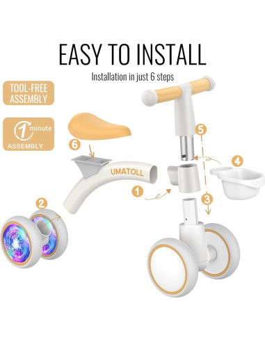 Bicicleta de Equilibrio Umatoll B402 para Bebés 12-24 Meses