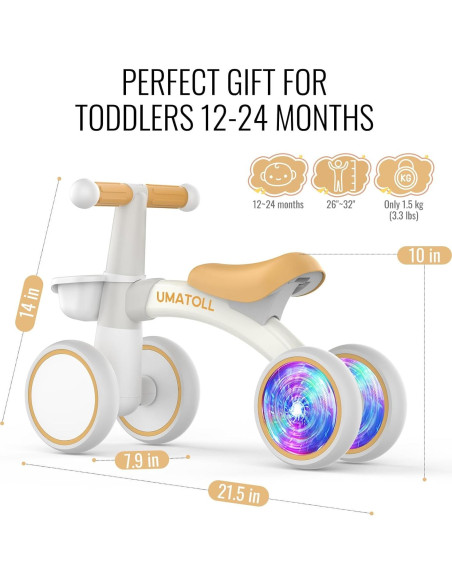 Bicicleta de Equilibrio Umatoll B402 para Bebés 12-24 Meses