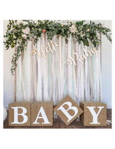 Cajas de arpillera Unidemo para baby shower - 4 Pcs decorativas