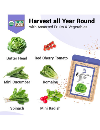 Kit de Vasos de Semillas HiHOYA para Cultivo Hidropónico - 8 Vasos con 600 Semillas de Ensalada Mixta