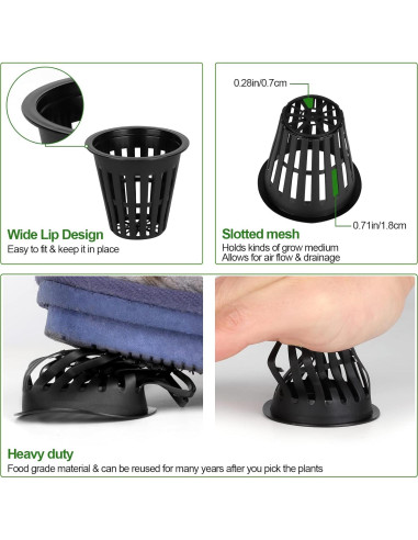 50PCS Macetas de Malla HXSEMAYIG 5.08cm Hidropónicas