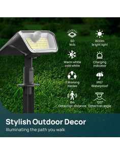 Linkind Luces Solares Exteriores IP67 60 LEDs 4 Pzs 2