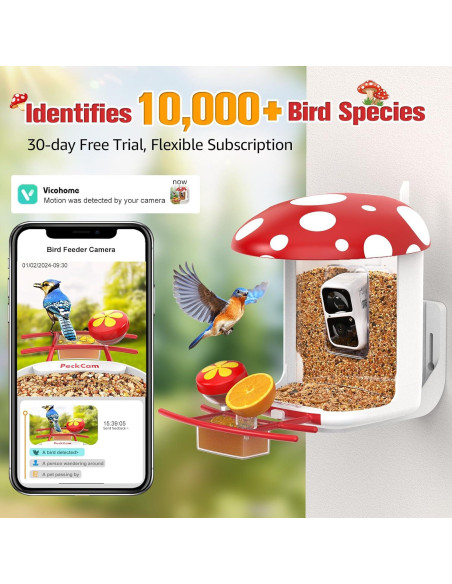 Comedero Inteligente PeckCam con Cámara 2K y Solar