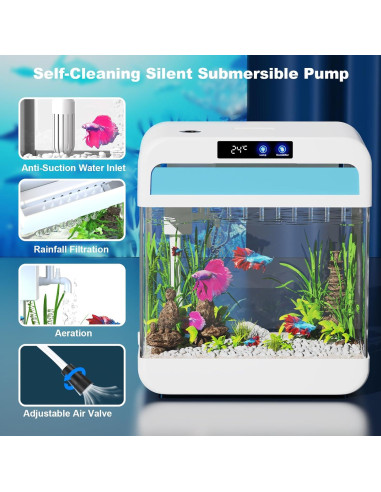 Acuario de 8.3 Litros JPHYLL con Luz y Humidificador