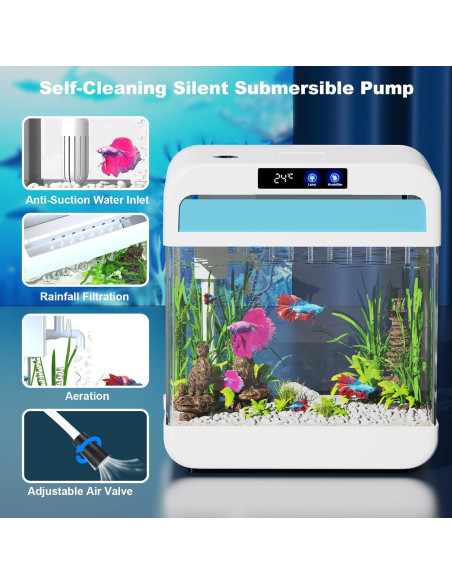 Acuario de 8.3 Litros JPHYLL con Luz y Humidificador