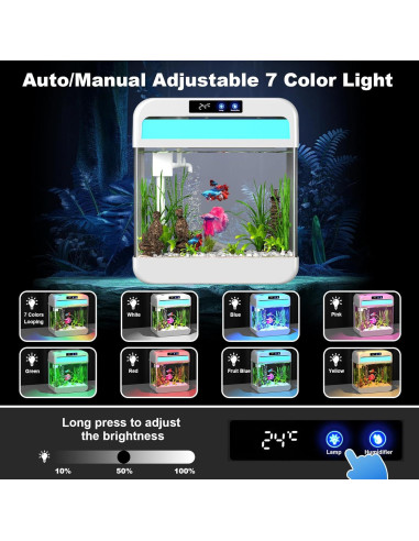 Acuario de 8.3 Litros JPHYLL con Luz y Humidificador