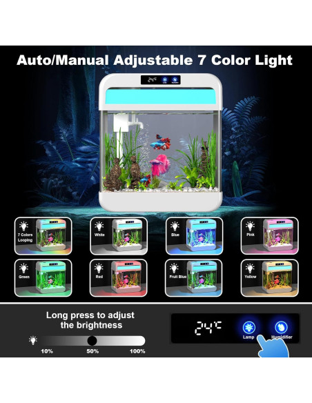 Acuario de 8.3 Litros JPHYLL con Luz y Humidificador