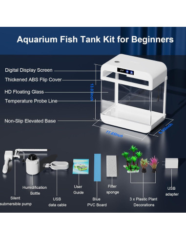 Acuario de 8.3 Litros JPHYLL con Luz y Humidificador